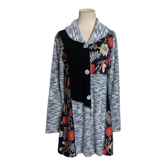 Luii gray patchwork long sleeves button cardigan size Small - Picture 9 of 10